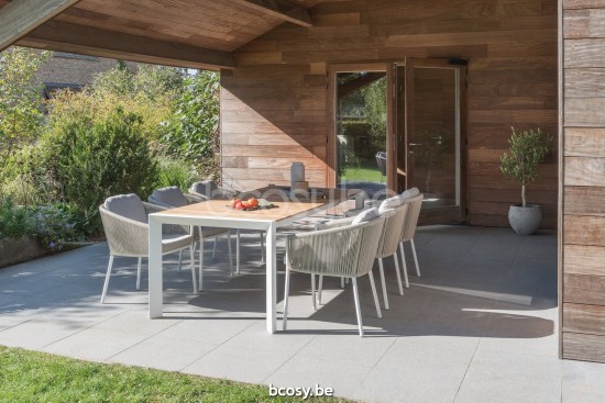 Diphano Omer dining armchair Aluminium White Frame Rope Mineral 5mm.