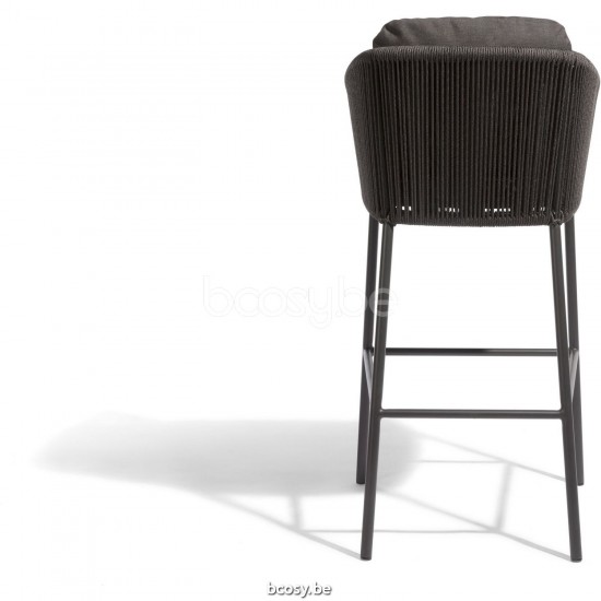 Diphano Omer tabouret de bar 77,5h Cadre Aluminium Lava corde Graphite 5mm.