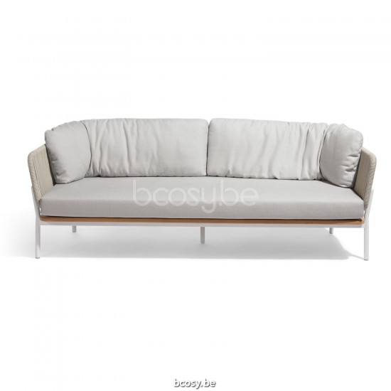 Diphano Omer Fauteuil 3 places empilable Cadre Aluminium blanc corde Minéral 5mm.