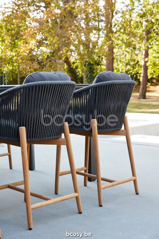 Diphano Newport tabouret de bar 61h Cadre Aluminium Lava corde Fusain 11mm.