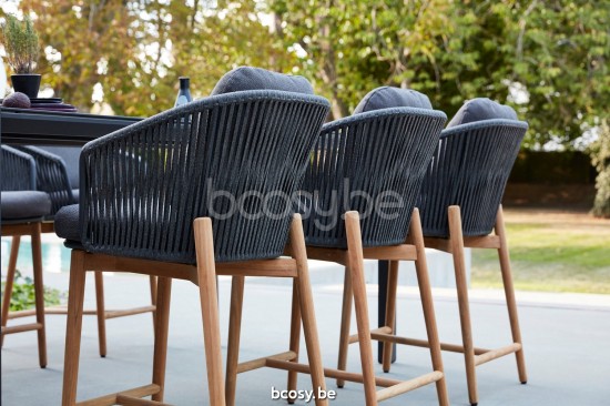 Diphano Newport Barhocker 61h Aluminium Lava Gestell Seil Holzkohle 11mm.