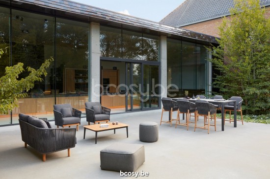 Diphano Newport barstool 61h Aluminium Lava Frame Rope Charcoal 11mm.