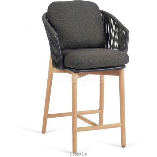 Diphano Newport barstool 61h Aluminium Lava Frame Rope Charcoal 11mm.