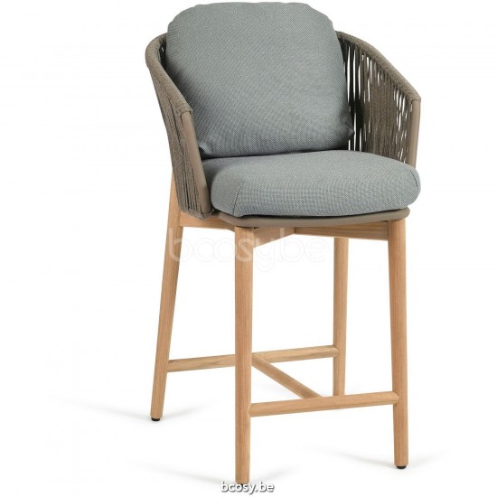 Diphano Newport barstoel 61h Aluminium koffie Frame touw Kiezel 11mm.