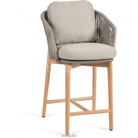 Diphano Newport barstool 61h Aluminium Coffee Frame Rope Pebble 11mm.