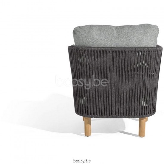 Diphano Newport fauteuil de salon Cadre Aluminium Lava corde Fusain 11mm.