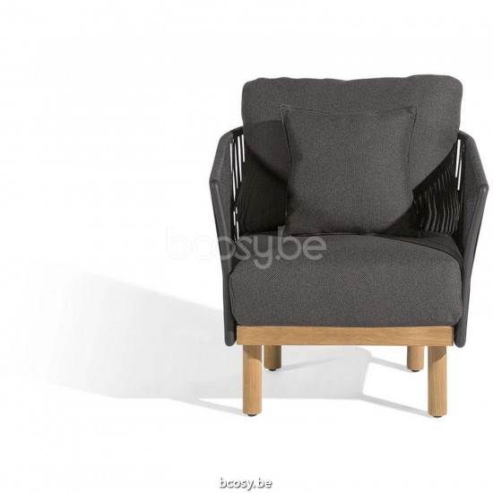 Diphano Newport lounge chair Aluminium Lava Frame Rope Charcoal 11mm.