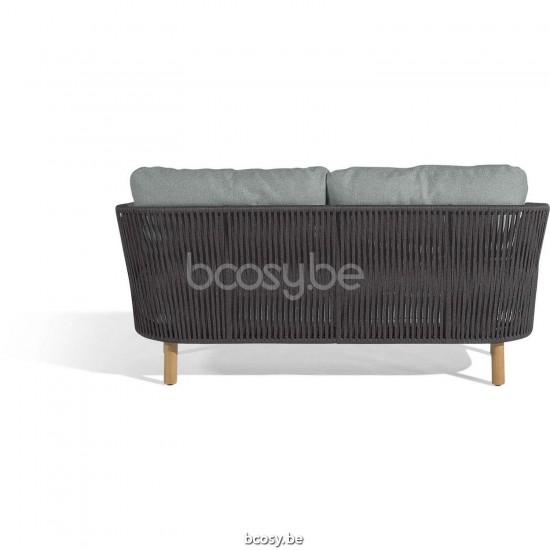 Diphano Newport Canapé de jardin 2 places Cadre Aluminium Lava corde Fusain 11mm.