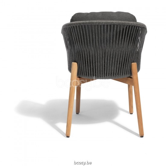 Diphano Newport chaise de jardin Cadre Aluminium Lava corde Fusain 11mm.