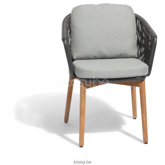 Diphano Newport Gartenstuhl Aluminium Lava Gestell Seil Holzkohle 11mm.