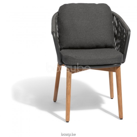 Diphano Newport dining armchair Aluminium Lava Frame Rope Charcoal 11mm.