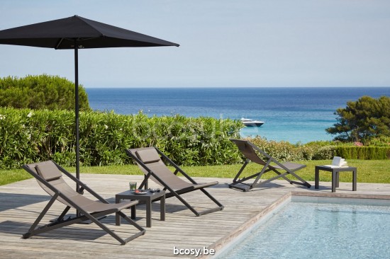 Diphano Alexa Klappbarer Strandstuhl Aluminium Lava Gestell Stoff Einzelne Schicht Textylen Quarz.