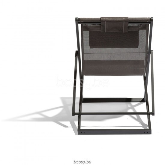 Diphano Alexa chaise de plage pliante Cadre Aluminium Lava Tissu Couche unique de Textylène Quartz.