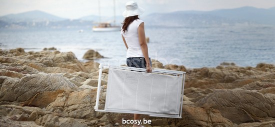 Diphano Alexa transats chiliennes pliantes chaises de plage Aluminium blanc Couche unique de Textylène blanc.