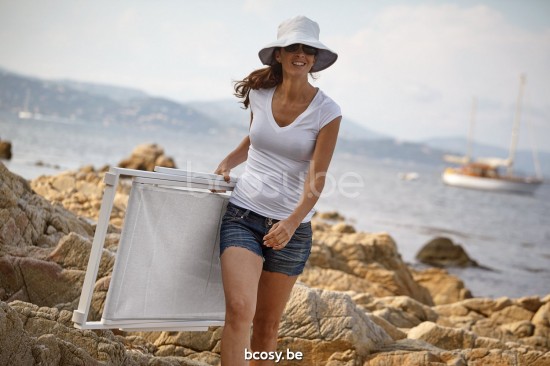 Diphano Alexa Klappbarer Strandstuhl Aluminium Weiß Gestell Stoff Einzelschicht Textylen Weiss.