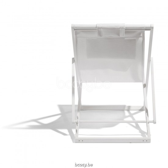 Diphano Alexa chaise de plage pliante Cadre Aluminium blanc Tissu Couche unique de Textylène blanc.