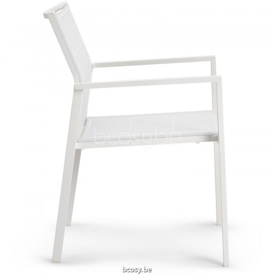 Diphano Alexa Stapelbare tuinstoel Aluminium Wit Frame Stof enkele laag Batyline Wit.