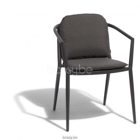 Diphano Diamond Stapelbarer Gartenstuhl Aluminium Lava Gestell Stoff Batyline Cafe Seil Holzkohle 14mm.