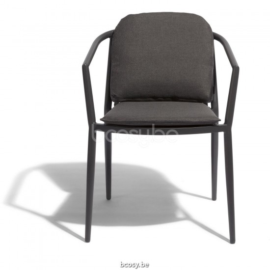 Diphano Diamond Stackable dining armchair Aluminium Lava Frame Batyline Cafe Fabric Rope Charcoal 14mm.