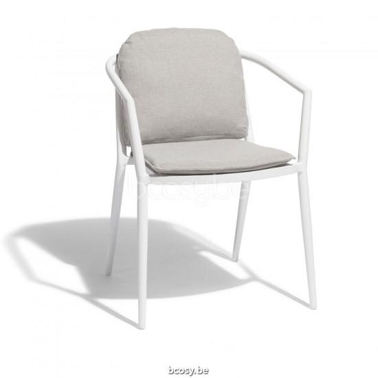 Diphano Diamond Stapelbarer Gartenstuhl Aluminium Weiß Gestell Stoff Batyline Weiß Seil Rye 14mm.