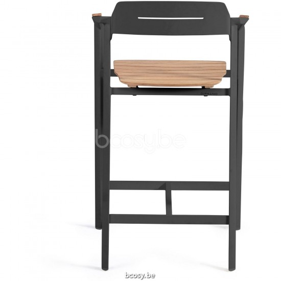 Diphano Icon Tabouret de bar empilable avec accoudoir en teck 120.01 L/R/M Cadre Aluminium Lava Accoudoirs en Teck naturel.