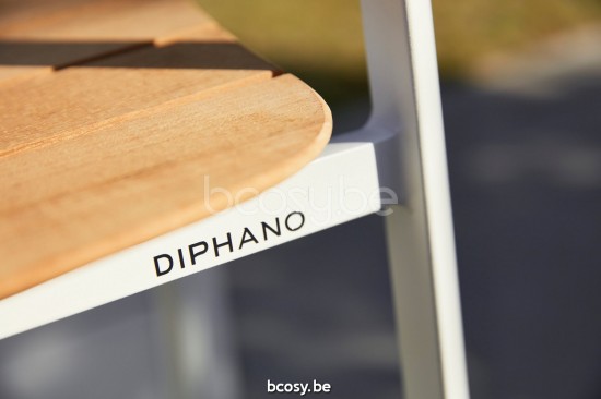 Diphano Icon chaises tabourets de bar de jardin à mi hauteur avec accoudoir en teck 120.01 L/R/M Aluminium blanc Accoudoirs e.