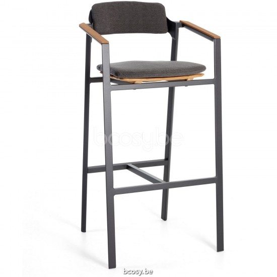 Diphano Icon Stapelbarer Barhocker mit Teakholz-Armlehne 120.02 L/R/M Aluminium Lava Gestell Armlehnen in Natürliches Teakhol.