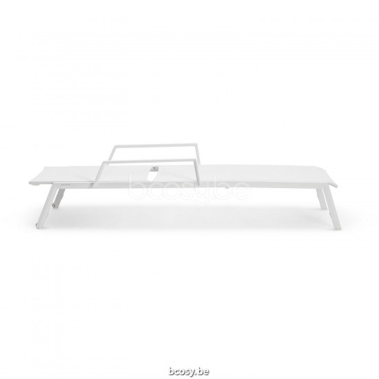 Diphano Selecta Chaise longue empilable à roulettes avec accoudoir Cadre Aluminium blanc Tissu Couche unique Batyline blanc.
