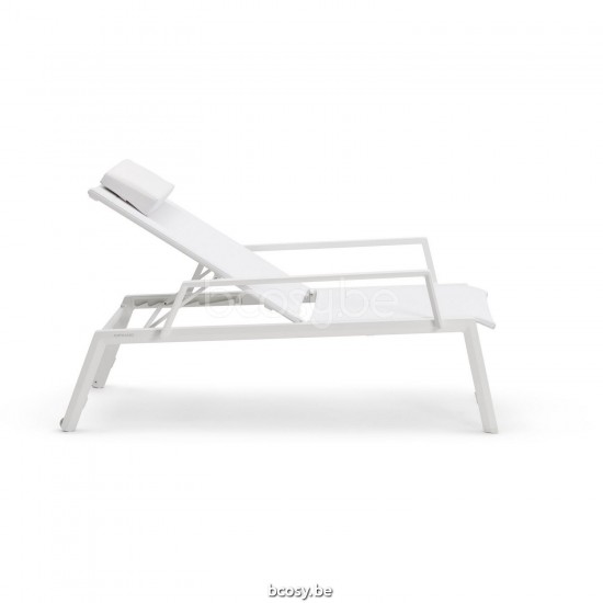 Diphano Selecta Stapelbare strandstoel met wielen met armsteun Aluminium Wit Frame Stof enkele laag Batyline Wit.