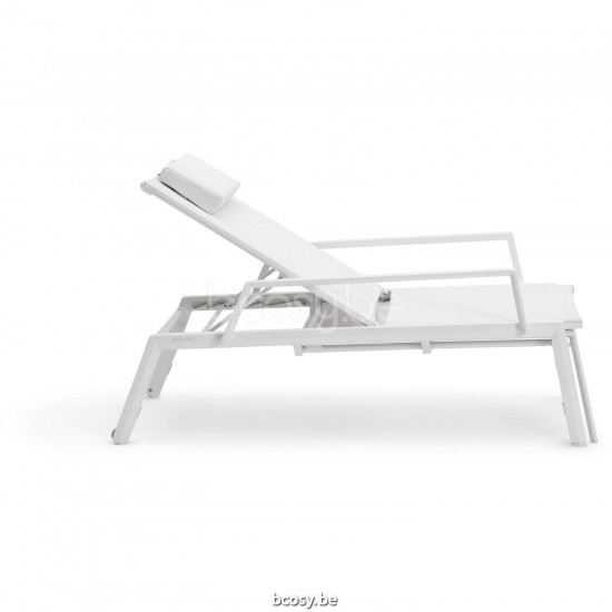 Diphano Selecta Lit de bain empilable avec roues avec accoudoir Cadre Aluminium blanc Tissu Couche unique Batyline blanc.