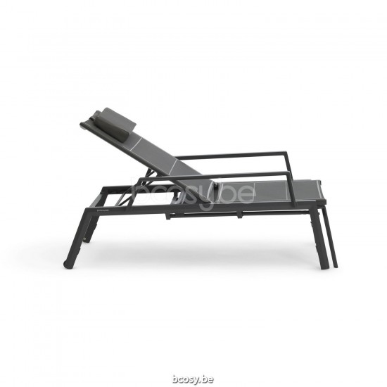 Diphano Selecta Lit de bain empilable avec roues avec accoudoir Cadre Aluminium Lava Tissu Couche unique Batyline Cafe.