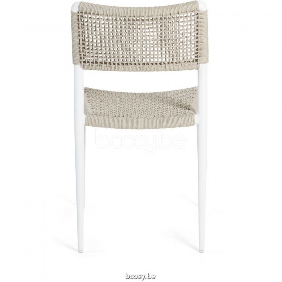 Diphano Ray Chaise d'appoint empilable Cadre Aluminium blanc corde Minéral 5mm.