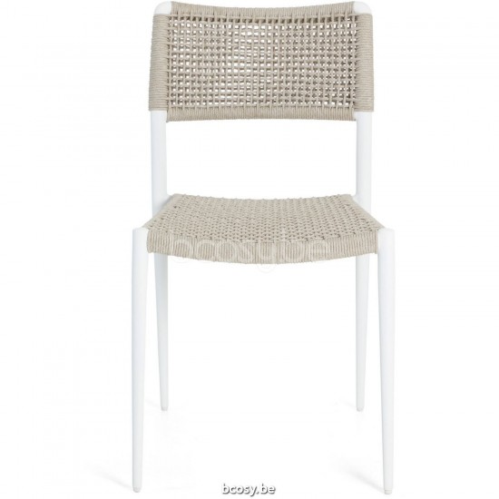 Diphano Ray Stapelbare tuinstoel Aluminium Wit Frame touw Mineraal 5mm.