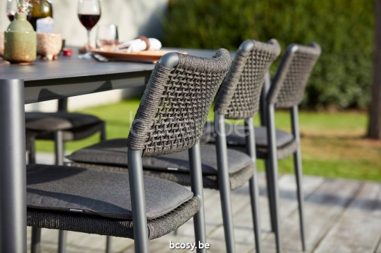 Diphano Ray tuinstoelen buitenstoelen Aluminium Lava touw Grafiet 5mm.