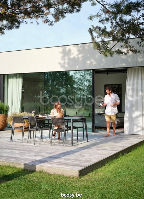 Diphano Ray fauteuils de jardin Aluminium Lava corde Graphite 5mm.