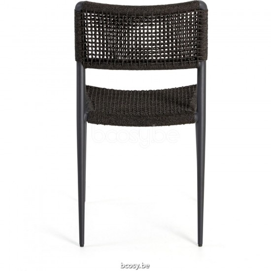 Diphano Ray Chaise d'appoint empilable Cadre Aluminium Lava corde Graphite 5mm.