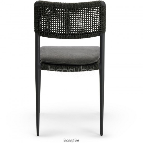 Diphano Ray Chaise d'appoint empilable Cadre Aluminium Lava corde Graphite 5mm.