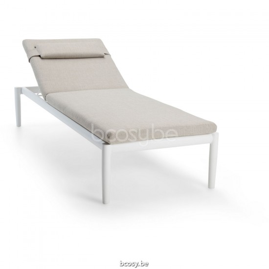 Diphano Switch Stapelbare Sonnenliege Aluminium Weiß Gestell Stoff Batyline Weiß.