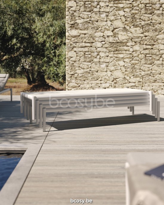 Diphano Switch Stackable Sunlounger Aluminium White Frame Batyline White Fabric.