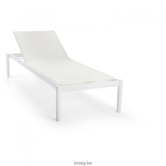 Diphano Switch Stackable Sunlounger Aluminium White Frame Batyline White Fabric.