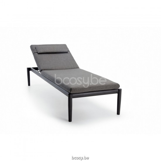 Diphano Switch Stapelbare Sonnenliege Aluminium Lava Gestell Stoff Batyline Schwarz.