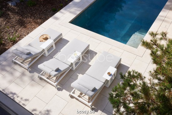 Diphano Cubic lits de jardin bain de soleil Fauteuils de relaxation chaises longues Aluminium blanc.