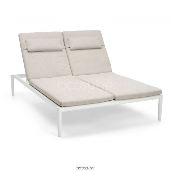 Diphano SWITCH Chaise longue double empilable Cadre Aluminium blanc Tissu Textylène Noir.