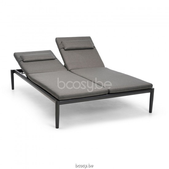 Diphano Switch ligbedden zonnebedden sunloungers voor 2 personen met parasol Aluminium Lava Batyline zwart.
