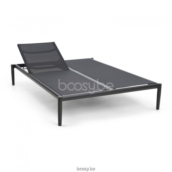 Diphano Switch Chaise longue double empilable Cadre Aluminium Lava Tissu Batyline Noir.
