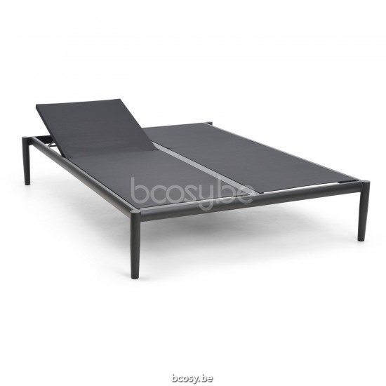 Diphano Switch Stapelbarer Doppelliegestuhl Aluminium Lava Gestell Stoff Batyline Schwarz.