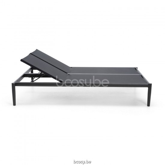 Diphano Switch Stackable double lounger Aluminium Lava Frame Batyline Black Fabric.