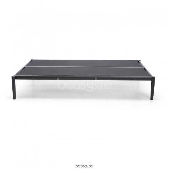 Diphano Switch Chaise longue double empilable Cadre Aluminium Lava Tissu Batyline Noir.