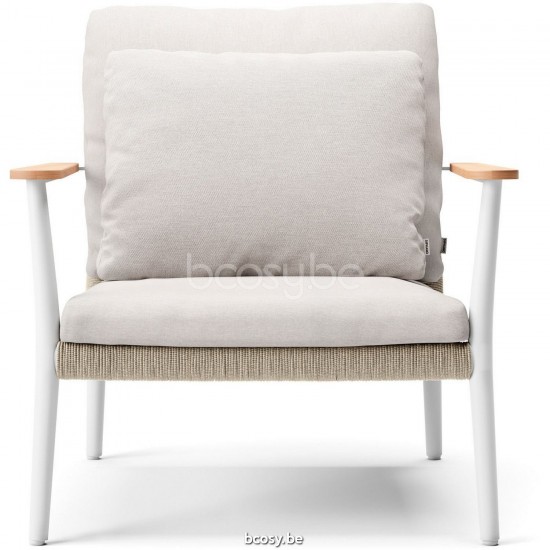 Diphano Ray Stapelbare sunlounger Optionele kussenset Aluminium Wit Frame touw Mineraal 5mm.