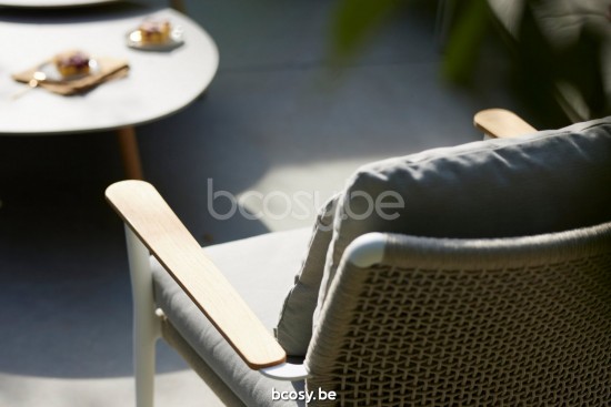 Diphano Ray Stackable lounge chair Optional cushion set Aluminium Lava Frame Rope Graphite 5mm.